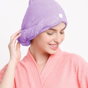 Cortina Microfiber 380 TC Hair Towel Cap,Soft Absorbent Quick Drying Cap for Curly Thick Hair,Wrap Cap for Women Girls-Pack of 1,Purple