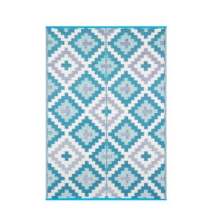 Sapana Carpet-Mats Chatai Mats For Home Multipurpose, Foldable, Reversible Plastic Chatai Rectangular Floor Mat For Sleeping Indoor/Outdoor Use Kilim-04 Blue 4 X 6 (L 180 Cm X W 120 Cm, Blue)