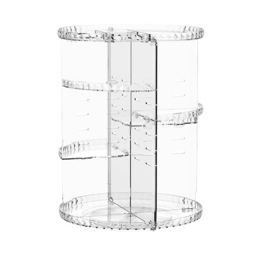 PRIME PICK 360° Rotating Makeup Organizer for Women – Large Capacity, Adjustable Acrylic Cosmetic Storage Box (31x22 cm) – Space-Saving Vanity Organiser for Skincare & Beauty Products