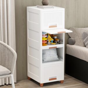 JD FRESH Plastic 4 Tier Foldable Organizer for Clothes/Modular Kitchen Storage Rack/Multipurpose Wardrobe for Cloth/Space Saving Closet for Bedroom/Stackable Cabinet/Almirah for Living Room(White)